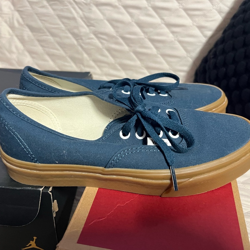 Vans Blue Sneakers with Tan Sole
